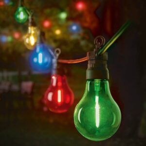 Bonasis Multicolour Festoon Lights – 10 Connectable LED Bulbs for Outdoor Use