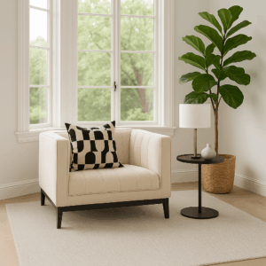 Bonasis White Upholstered Lounge Chair – Modern & Cozy Seating
