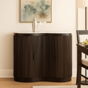Bonasis Modern Bar Cabinet – Home Bar Storage Unit with Shelves & Rack