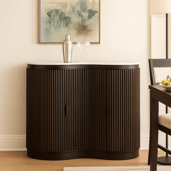 Bonasis Modern Bar Cabinet – Home Bar Storage Unit with Shelves & Rack